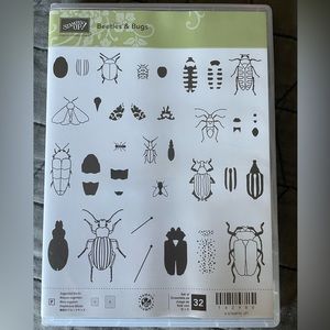 3/$15 Stampin’ Up! Beetles and Bugs set 32 cling mount stamps hobby paper crafts